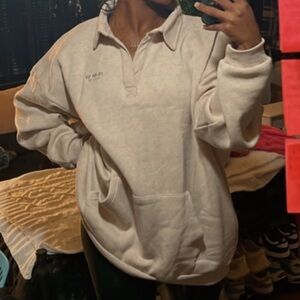 PLT Renew Oatmeal Oversized Collar Sweatshirt